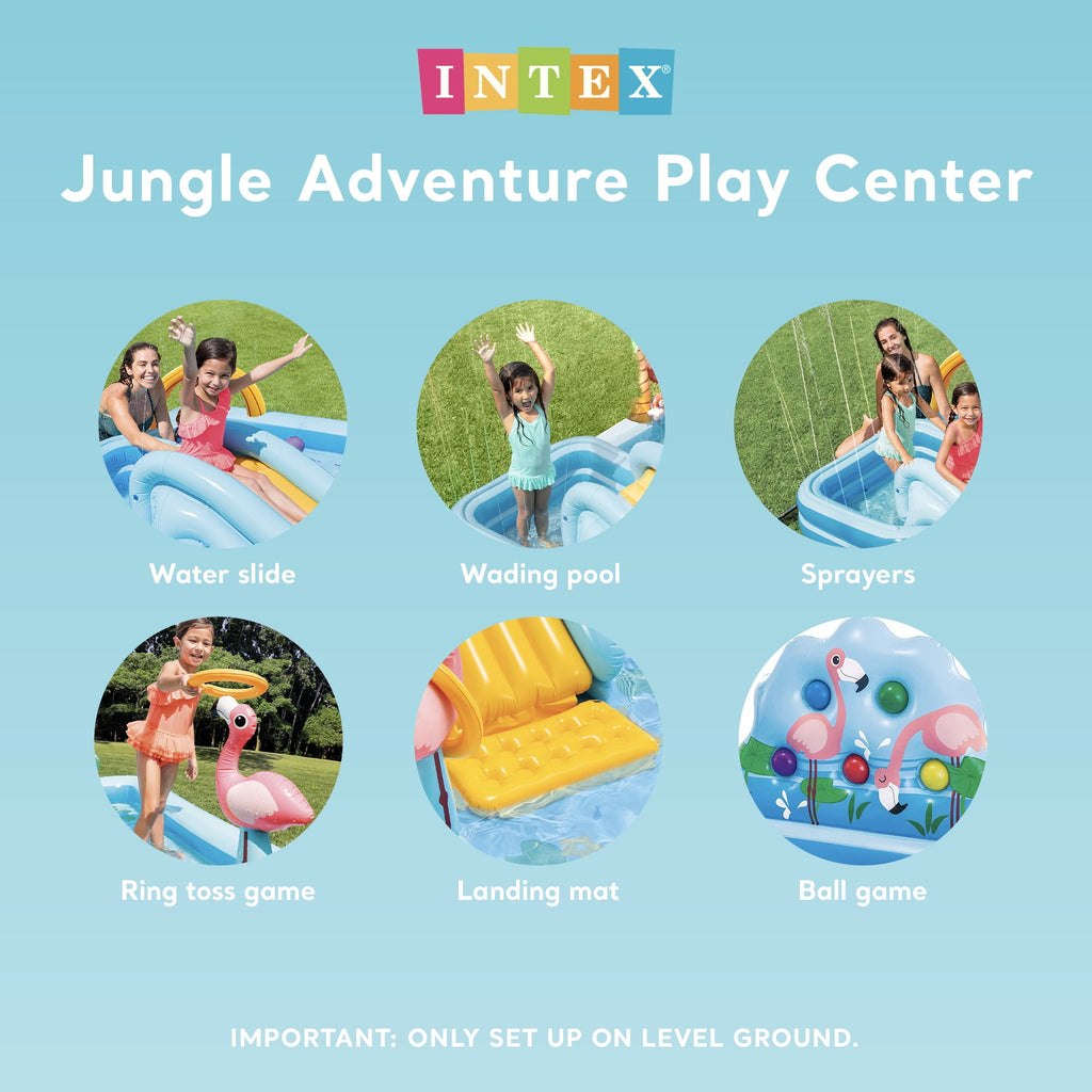 Intex 96" x 78" x 28" Inflatable Jungle Adventure Play Center Spray Kiddie Pool