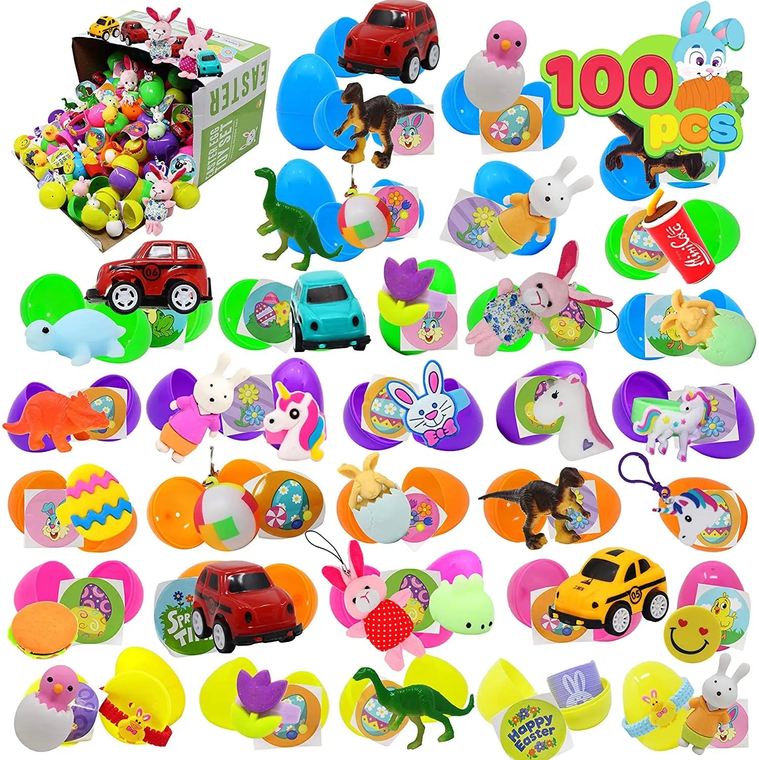 36pcs/48pcs/60pcs/80pcs/100pcs/120pcs/144pcs/160pcs/200pcs Prefilled Easter Eggs Toys