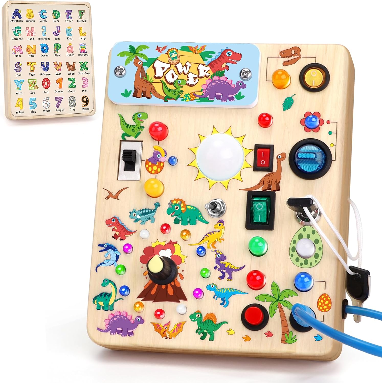 Montessori LED Busy Board | Wooden Sensory Switch Toy 💡