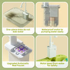 CUTE STONE Play Sink with Running Water, Kitchen Sink Toys with Upgraded Electric Faucet, Play Kitchen Toy Accessories, Pool Floating Fishing Toys for Water Play, Kids Role Play Dishwasher Toy