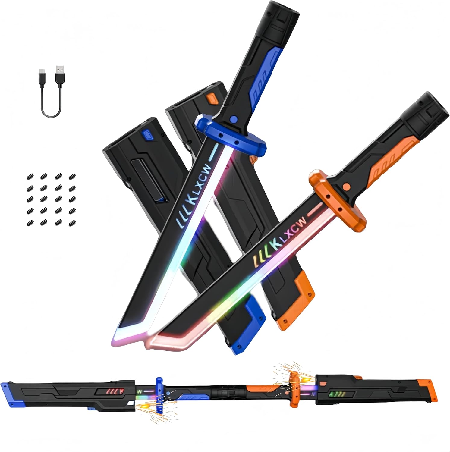 Cyberpunk Neon Sword | 31.5" Spark Blade w/Hit Sensor Sound & Fog | Type-C Rechargeable | for Rave, Cosplay & Display