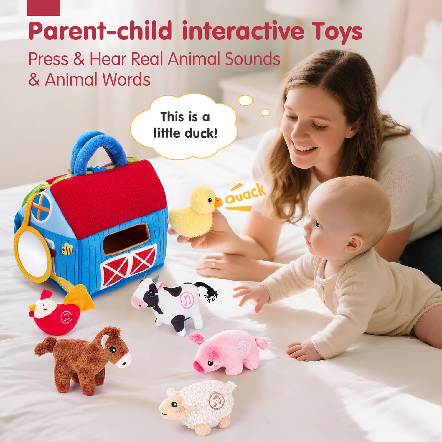 🎉Grand Opening – 50% Off!⏰️ 🐄 Baby Sensory Surprise Barn | Montessori Farm Toys with Real Sounds for 6–12 Months