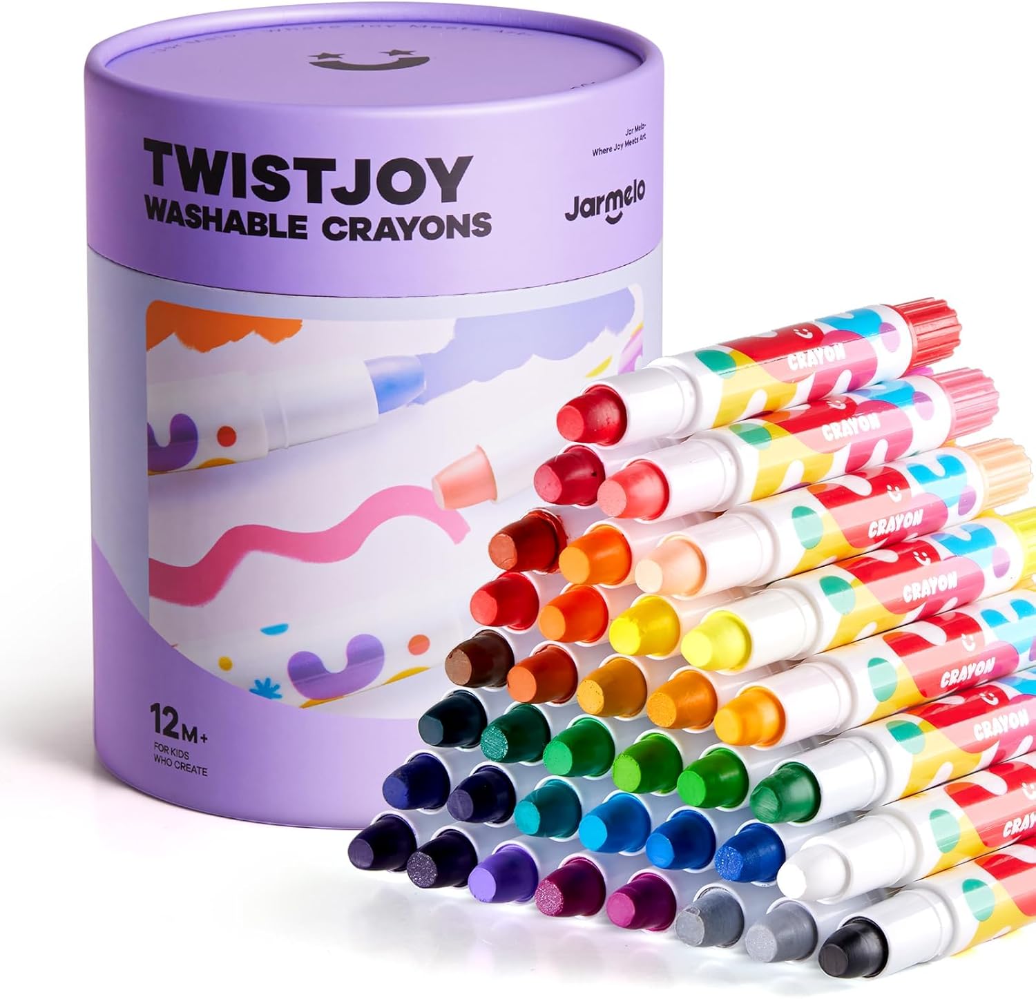Jumbo Crayons for Toddlers, 36 Colors TwistJoy Non Toxic Washable Crayon