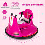Costzon 12V Kids Ride On Bumper Car, Electric Bumper Car w/Dual Joysticks, Remote Control, 360° Spin, Slow Start Function, LED Lights & Fun Music, Adjustable Safety Belt, Soft Bumper (Pink)
