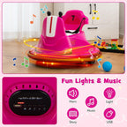 Costzon 12V Kids Ride On Bumper Car, Electric Bumper Car w/Dual Joysticks, Remote Control, 360° Spin, Slow Start Function, LED Lights & Fun Music, Adjustable Safety Belt, Soft Bumper (Pink)