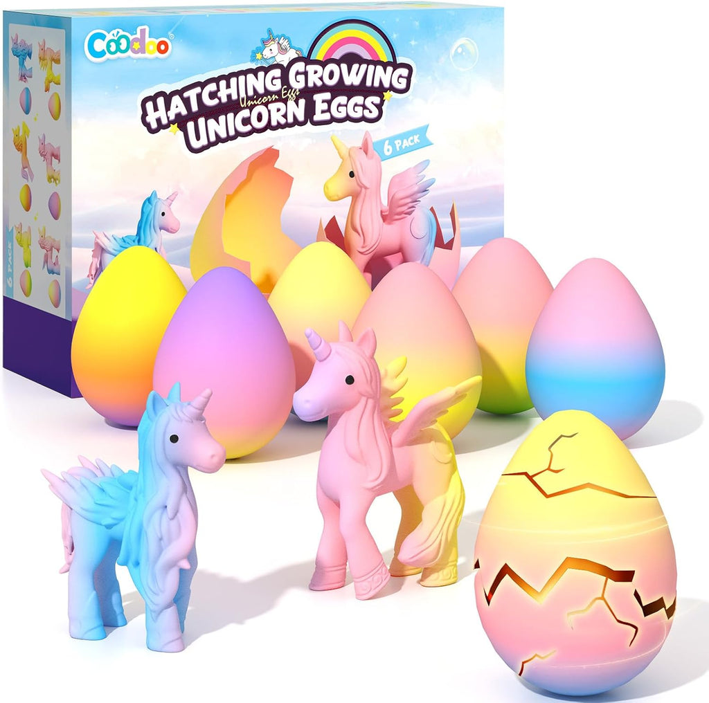 🎁 Unicorn Hatching Rainbow Eggs for Kids - 6 Pack Unicorn Toys Craft Kits for Boys & Girls