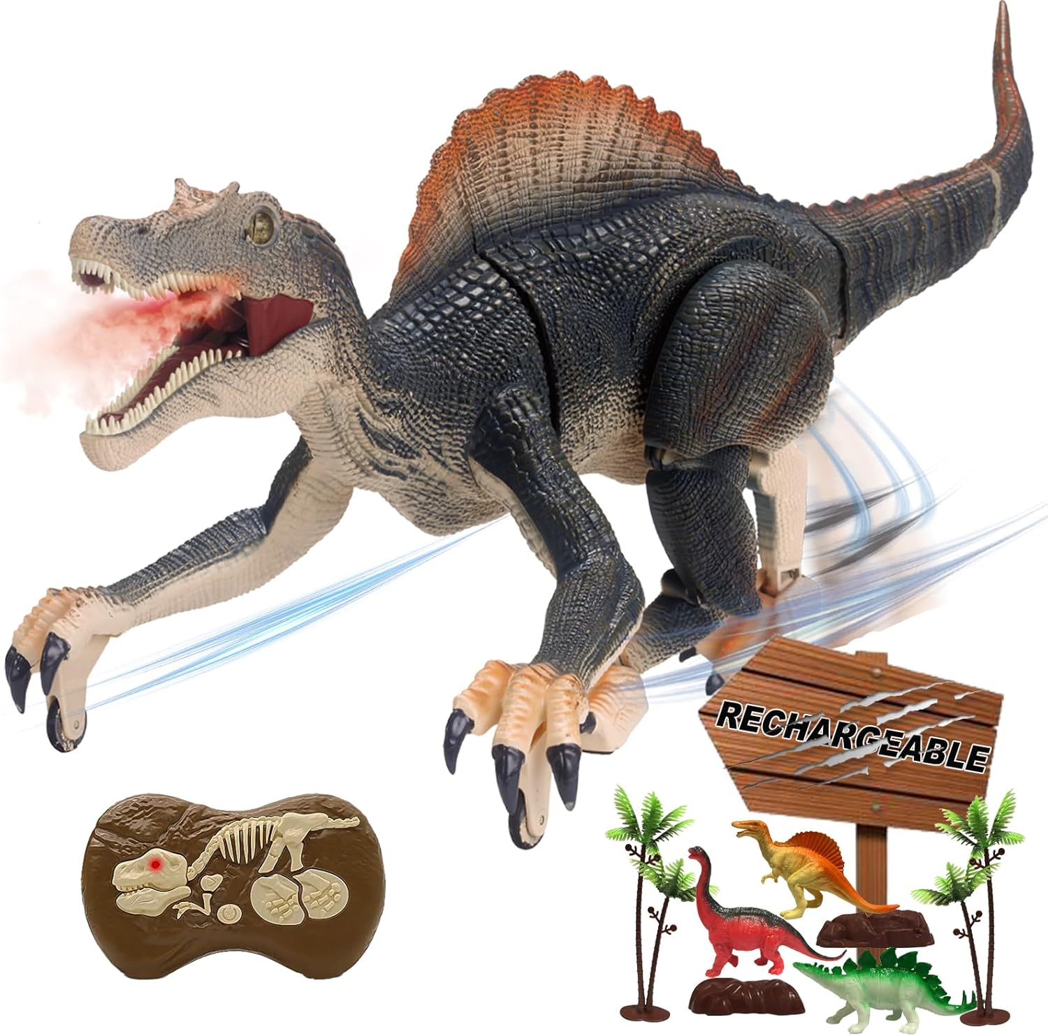 ⏰Kids' Gifts 💥 Remote Control Dinosaur Jurassic T Rex Toys for Boys Electronic RC Spray Raptor Walking Roaring Tyrannosaurus Rex Realistic 18.1" Rechargeable Birthday Gift for Kids Girls 3 4 5 6 7
