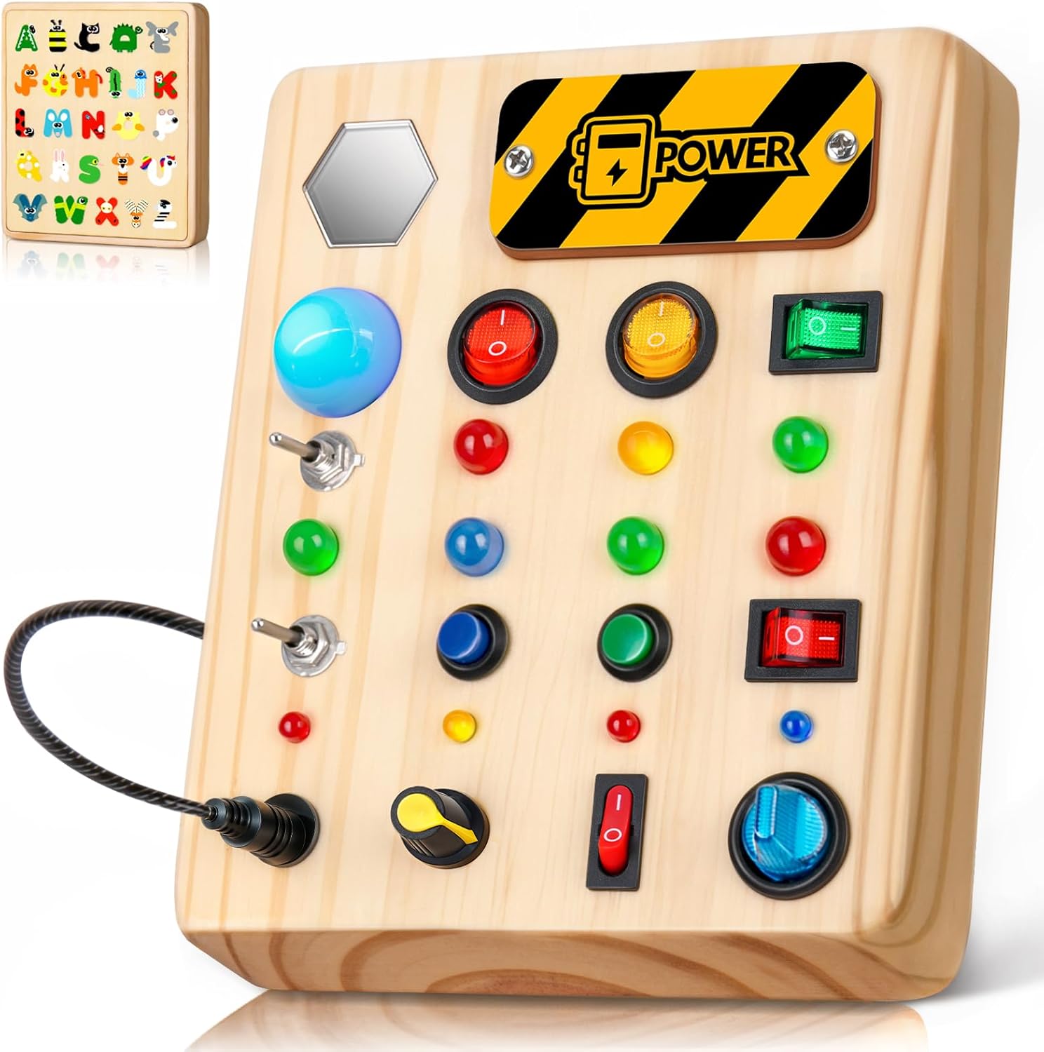 Montessori LED Busy Board | Wooden Sensory Switch Toy 💡
