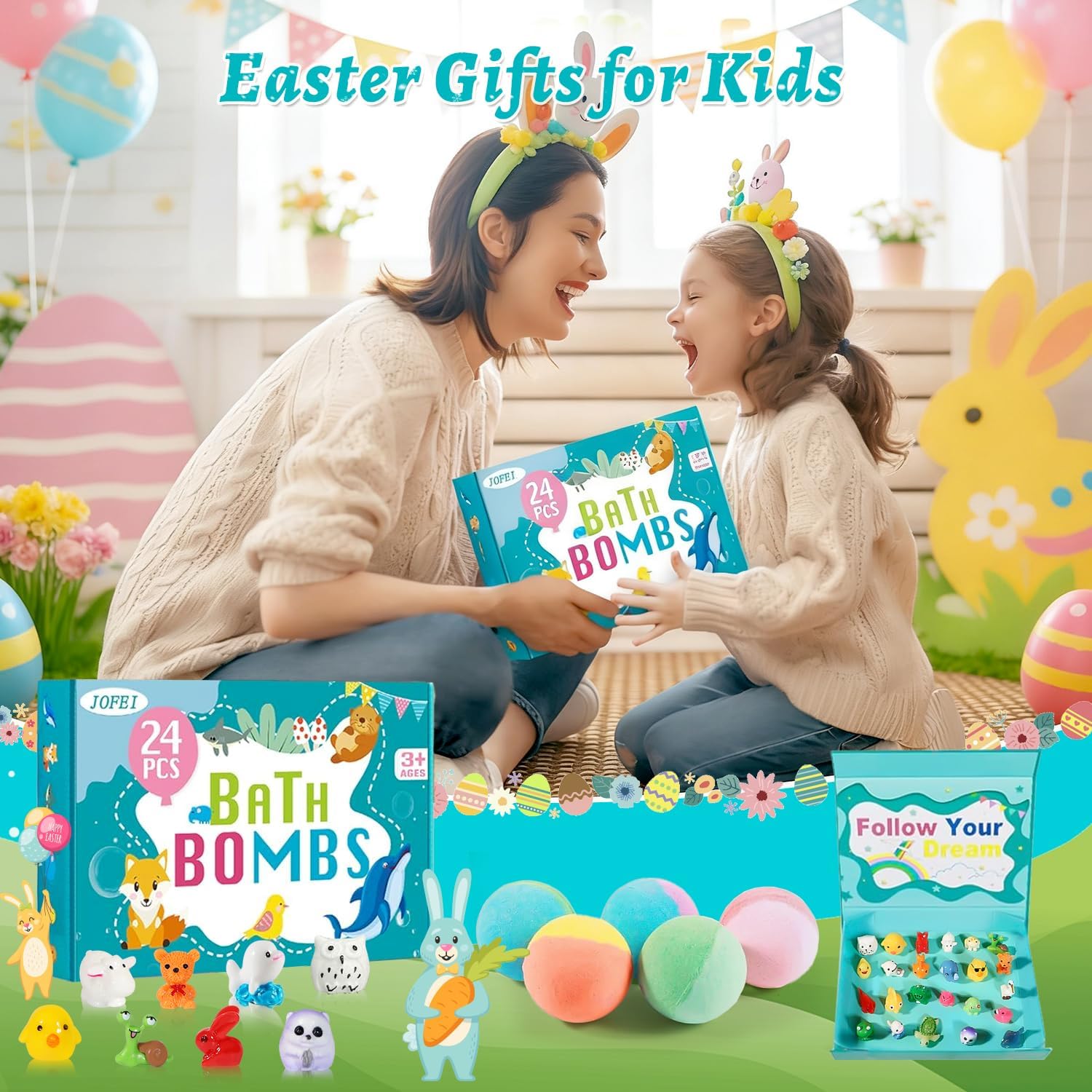 🎁 Bath Bombs for Kids with Surprise Inside 🐰