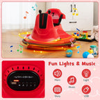 Costzon 12V Kids Ride On Bumper Car, Electric Bumper Car w/Dual Joysticks, Remote Control, 360° Spin, Slow Start Function, LED Lights & Fun Music, Adjustable Safety Belt, Soft Bumper (Pink)