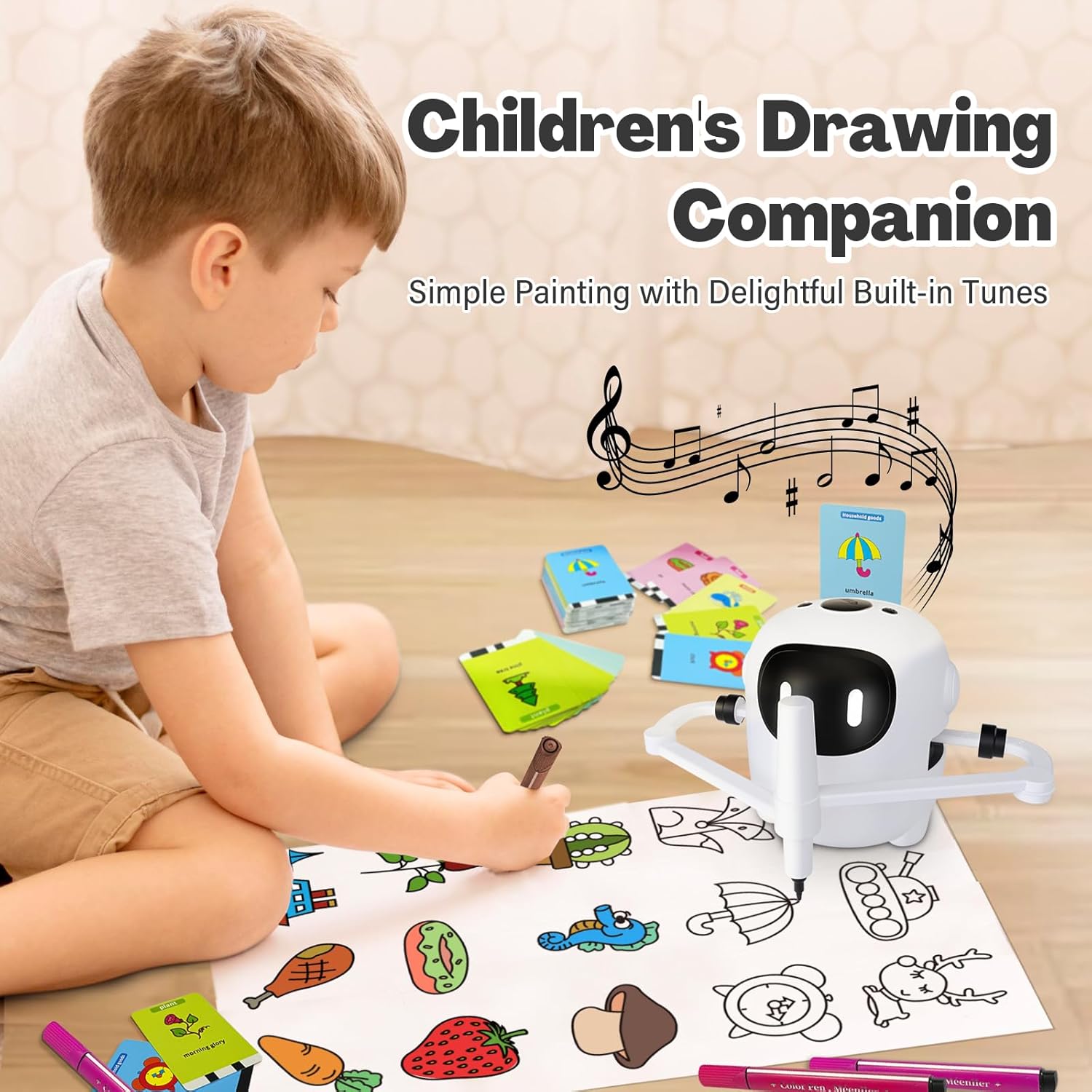 ⏰ Clearance ends in 24 hours! 💥 Drawing Robot for Kids with 150 Cards, Voice Interactive Educational Drawing Machine, Montessori Painting Learning Toys for 3 4 5 6 7 8 Year Old Boys Girls Birthday Party