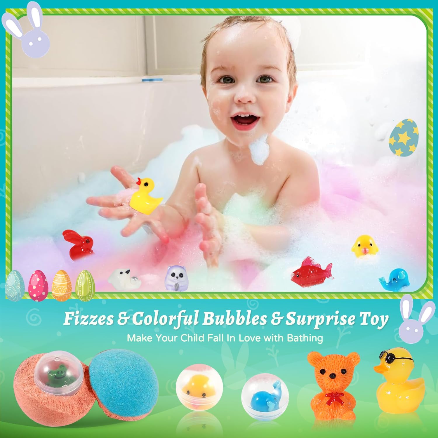 🎁 Bath Bombs for Kids with Surprise Inside 🐰