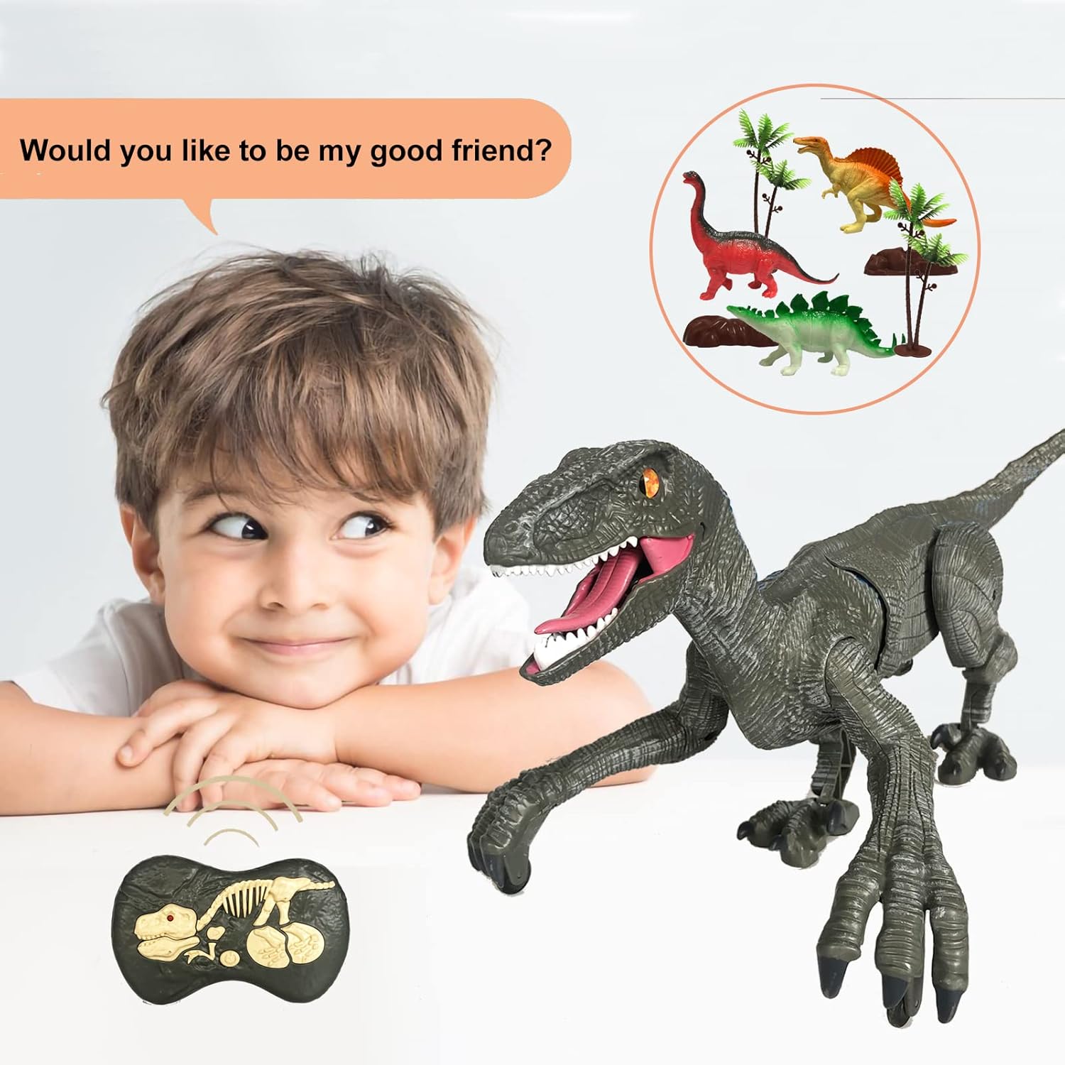 ⏰Kids' Gifts 💥 Remote Control Dinosaur Jurassic T Rex Toys for Boys Electronic RC Spray Raptor Walking Roaring Tyrannosaurus Rex Realistic 18.1" Rechargeable Birthday Gift for Kids Girls 3 4 5 6 7