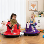 Costzon 12V Kids Ride On Bumper Car, Electric Bumper Car w/Dual Joysticks, Remote Control, 360° Spin, Slow Start Function, LED Lights & Fun Music, Adjustable Safety Belt, Soft Bumper (Pink)