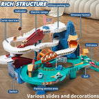 Dinosaur Race Track Playset Toys for Kids Car Ramp Track Set Toys Adventure Car Garage Parking Toy