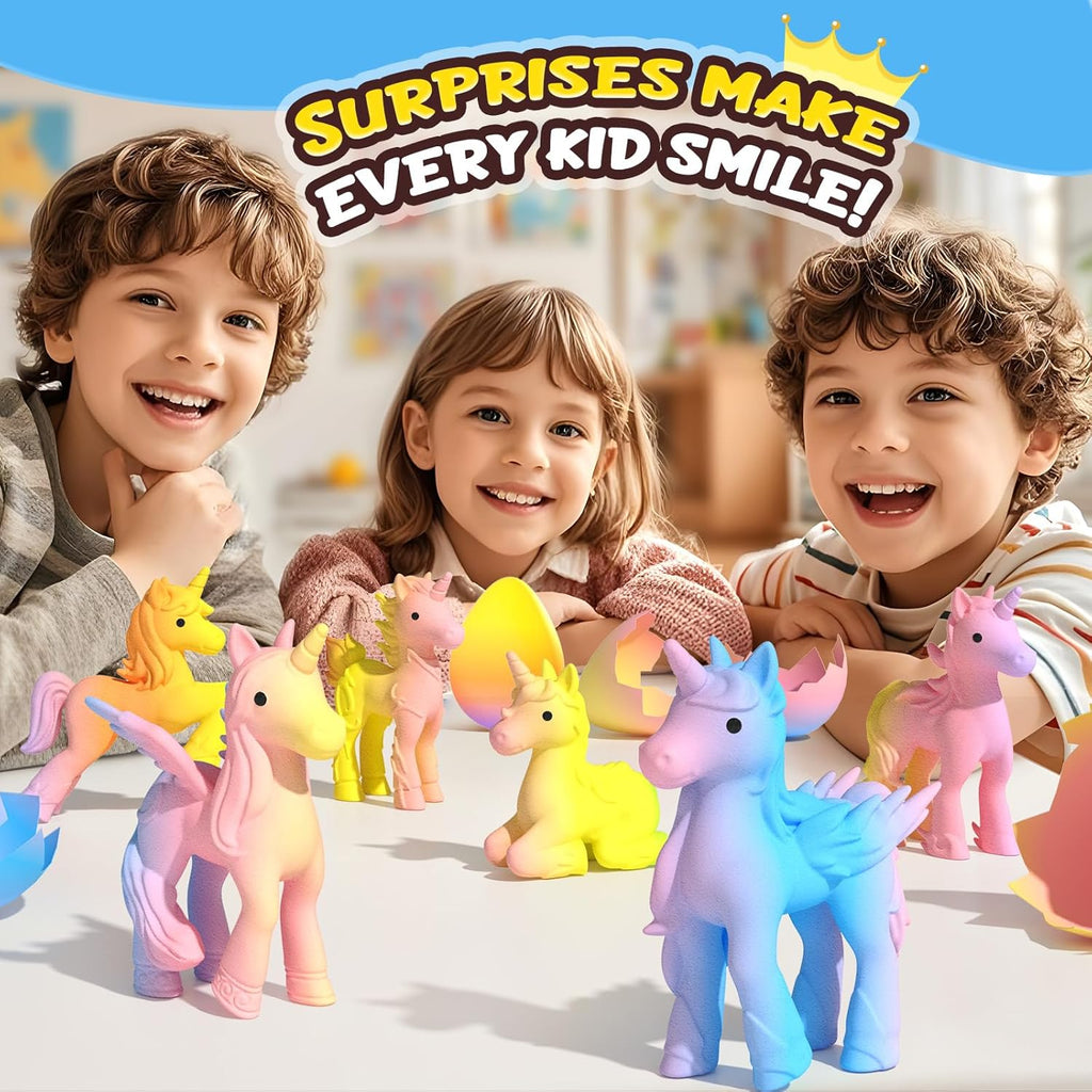 🎁 Unicorn Hatching Rainbow Eggs for Kids - 6 Pack Unicorn Toys Craft Kits for Boys & Girls