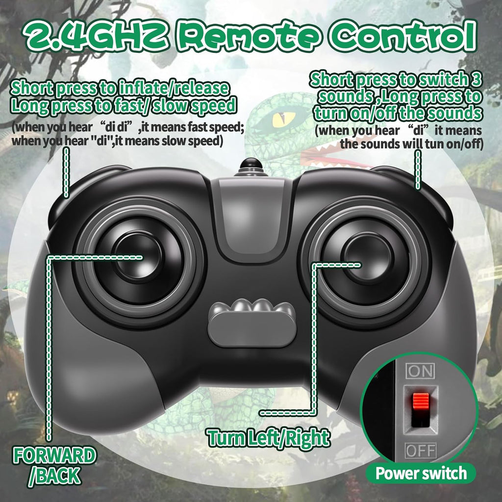 2.4GHZ Remote Control Inflatable Dinosaur Toy for Kids,Electric Toy Dinosaur with 360°Rotation,Forward & Backward,Rechargeable Walking Dinosaur Toy for Boys Kids Age 6-8 8-12 Birthday Gifts