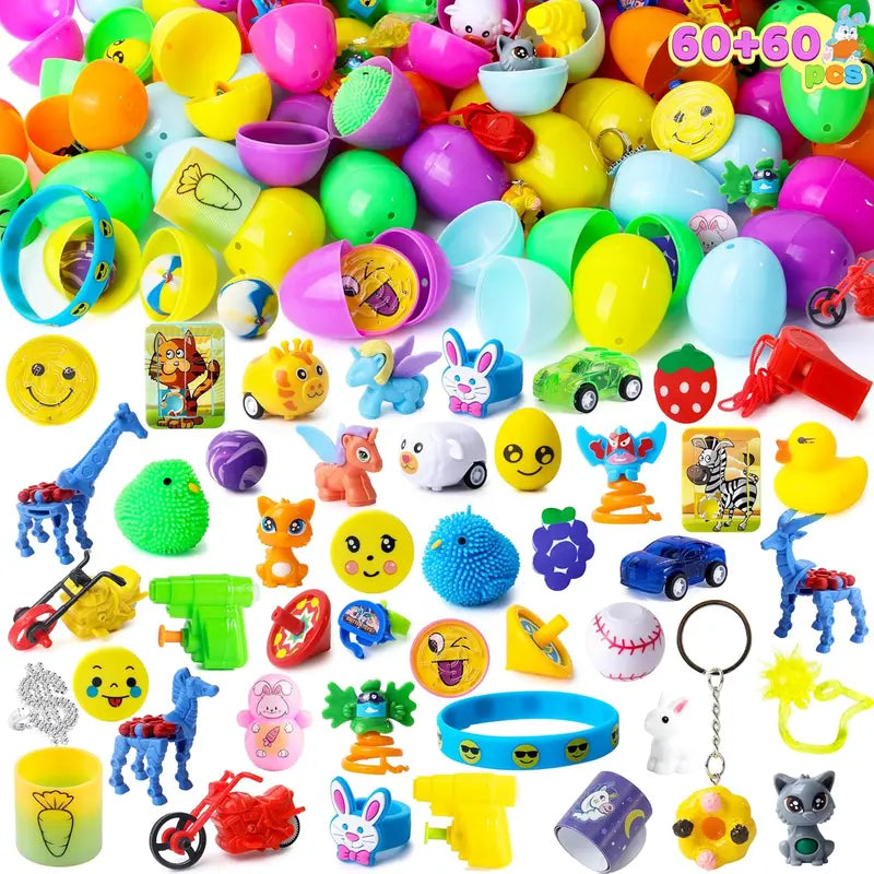 36pcs/48pcs/60pcs/80pcs/100pcs/120pcs/144pcs/160pcs/200pcs Prefilled Easter Eggs Toys