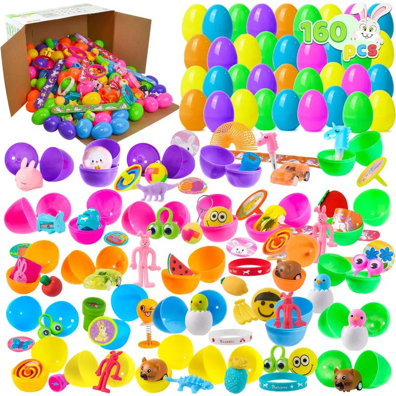 36pcs/48pcs/60pcs/80pcs/100pcs/120pcs/144pcs/160pcs/200pcs Prefilled Easter Eggs Toys