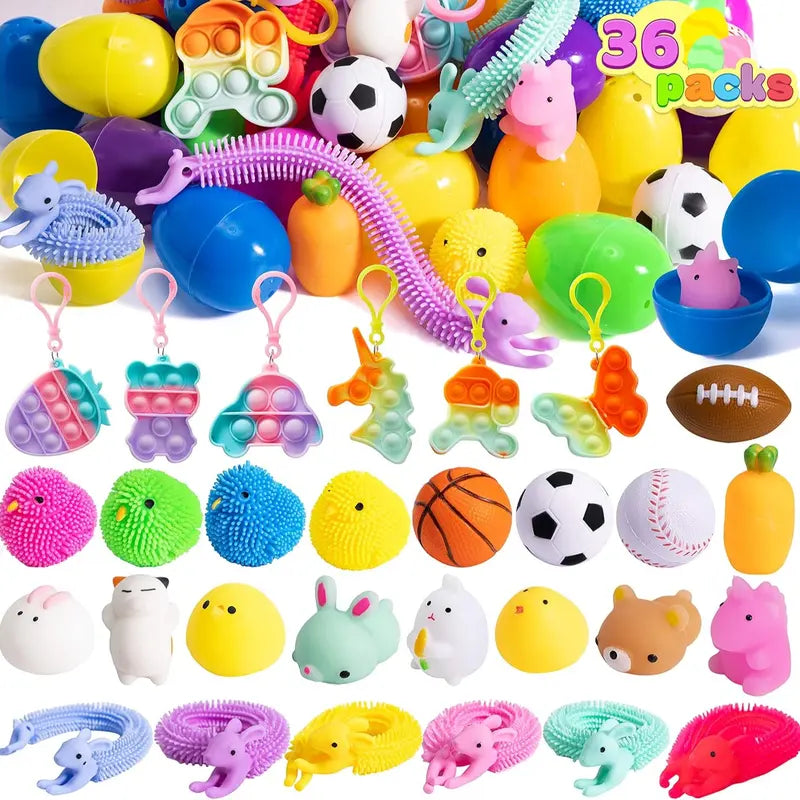 36pcs/48pcs/60pcs/80pcs/100pcs/120pcs/144pcs/160pcs/200pcs Prefilled Easter Eggs Toys