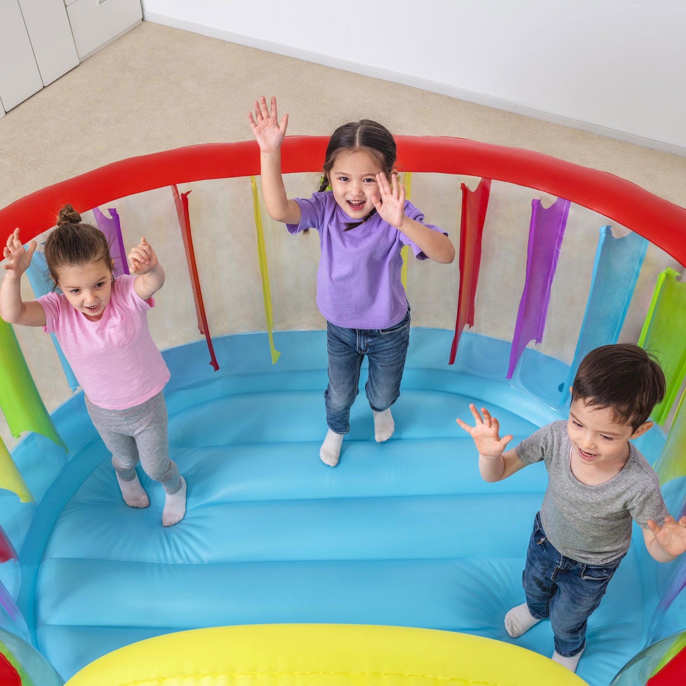 🎉Grand Opening – 50% Off!⏰️  Bestway Bouncetopia Multi-Color Child PVC Bouncer with Built-in Pump