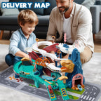 Dinosaur Race Track Playset Toys for Kids Car Ramp Track Set Toys Adventure Car Garage Parking Toy