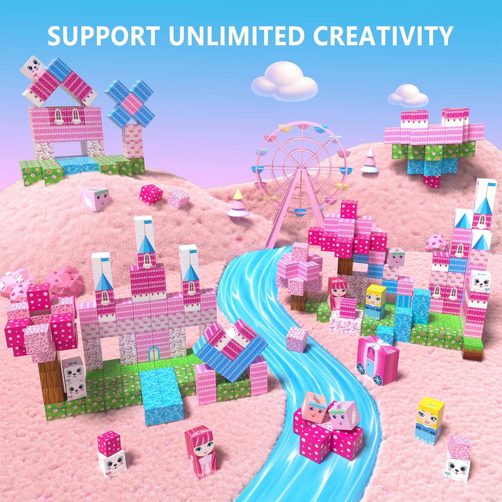 🏗️ Minecraft‑Style Pixel World | 3D Magnetic Blocks Building Se